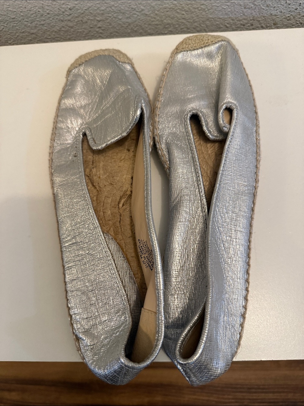 Nine West Silver Metallic Espadrille Flats